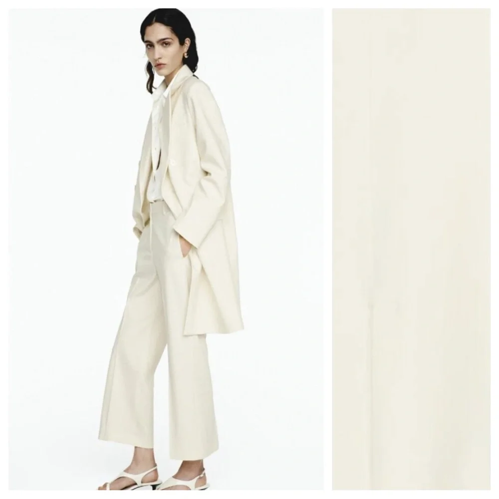 NWT. Zara ZW Collection Cream Wool Blend Frock Coat. Size XS. - Picture 4 of 12